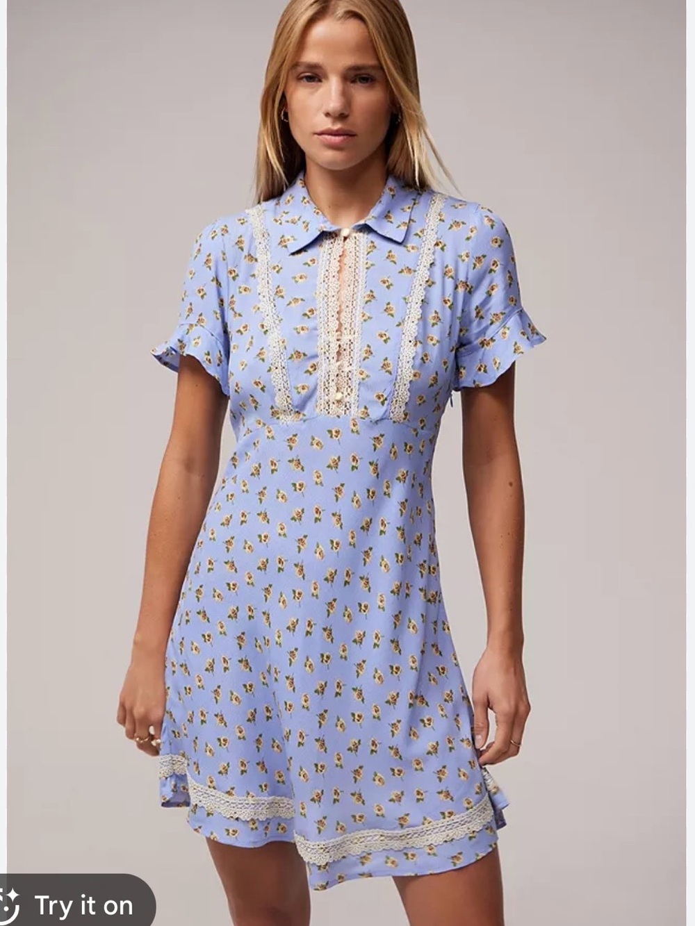Kimchi Blue Leah Lace-Inset Mini Dress